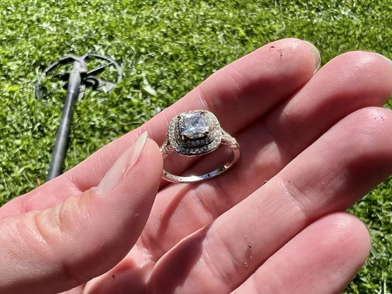 Metal detecting find of a costume jewelry ring by Laura Peters